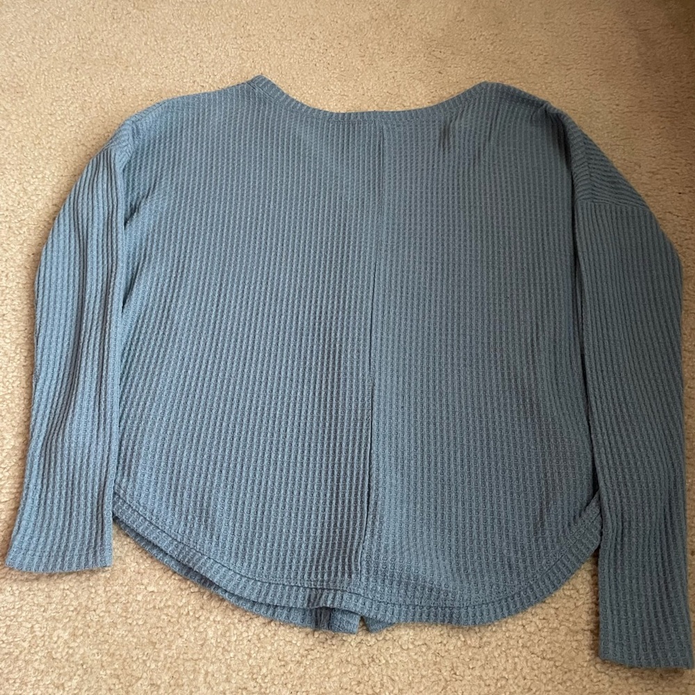 Wild Fable Textured Blue Knit Button-Up Sweater - Picture 5 of 5